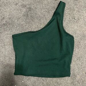 Green One-Shoulder Crop Top